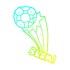 cold gradient line drawing cartoon kicked soccer ball