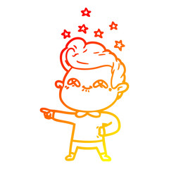 Obraz premium warm gradient line drawing cartoon excited man