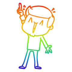 rainbow gradient line drawing cartoon happy man