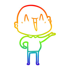 rainbow gradient line drawing happy cartoon bald man