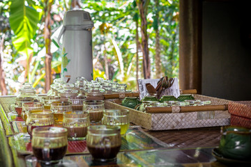 Selection of coffees at a Balinese coffee plantation in Indonesia