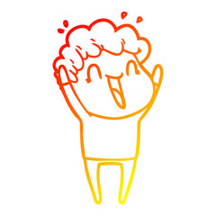 warm gradient line drawing cartoon happy man