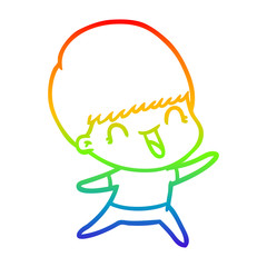 rainbow gradient line drawing happy cartoon boy