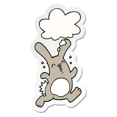 cartoon rabbit and thought bubble as a printed sticker