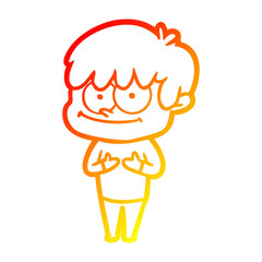 Obraz premium warm gradient line drawing happy cartoon man