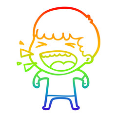 rainbow gradient line drawing cartoon laughing man