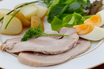 Cold roast pork salad dinner