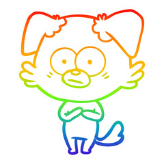 rainbow gradient line drawing nervous dog cartoon