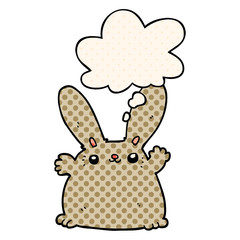 cartoon rabbit and thought bubble in comic book style