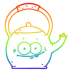 rainbow gradient line drawing cartoon kettle