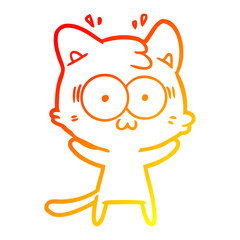 warm gradient line drawing cartoon surprised cat