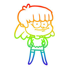 rainbow gradient line drawing cartoon smiling woman