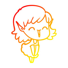 warm gradient line drawing cartoon elf girl