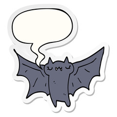 cute cartoon halloween bat and speech bubble sticker