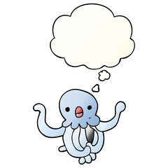 cartoon jellyfish and thought bubble in smooth gradient style