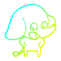 cold gradient line drawing cute cartoon elephant