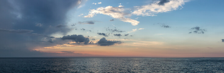 Beautiful dramatic sunset over the Caribbean Sea. Taken in Havana, Cuba.