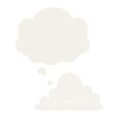cute cartoon cloud and thought bubble in retro style