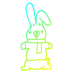 cold gradient line drawing cartoon rabbit