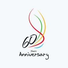 60 Year Anniversary Vector Template Design Illustration