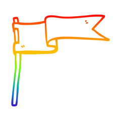 rainbow gradient line drawing cartoon flag waving in wind