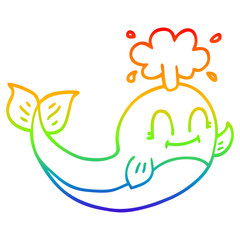 rainbow gradient line drawing cartoon happy whale