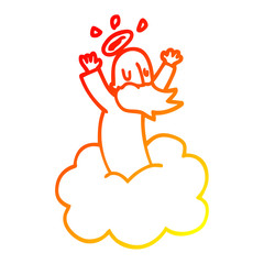 warm gradient line drawing cartoon god on cloud