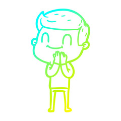 cold gradient line drawing cartoon friendly man