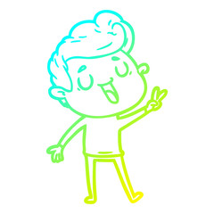cold gradient line drawing happy cartoon man