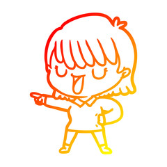 warm gradient line drawing cartoon woman