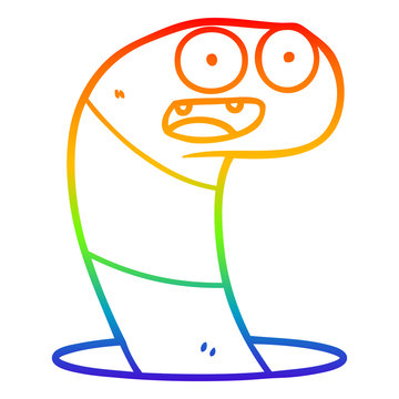 rainbow worm popping out of hole clip art preview