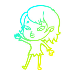 Obraz premium cold gradient line drawing cute cartoon vampire girl