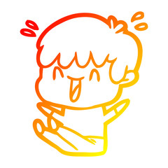 warm gradient line drawing cartoon laughing boy