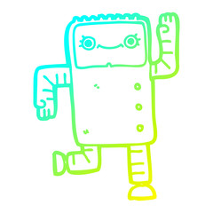 cold gradient line drawing cartoon robot