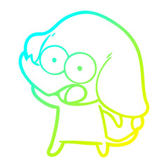 cold gradient line drawing cute cartoon elephant