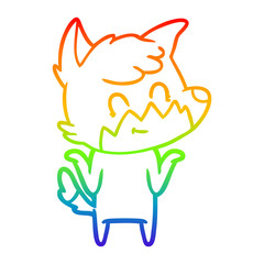 rainbow gradient line drawing cartoon friendly fox