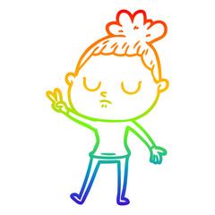 rainbow gradient line drawing cartoon calm woman