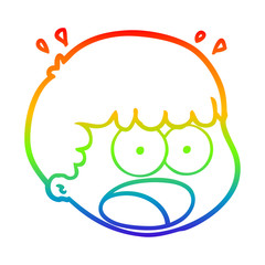 rainbow gradient line drawing cartoon male face
