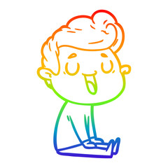 rainbow gradient line drawing happy cartoon man