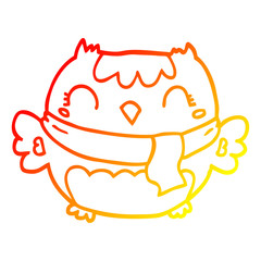 warm gradient line drawing cute cartoon owl