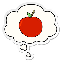 cartoon apple and thought bubble as a printed sticker