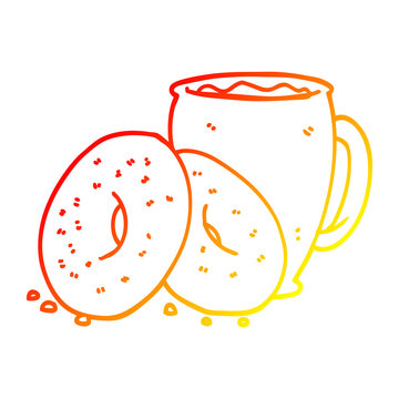 bagels and coffee mug outline clip art preview