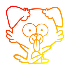 Fototapeta premium warm gradient line drawing cartoon dog with tongue sticking out