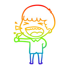 rainbow gradient line drawing cartoon laughing man