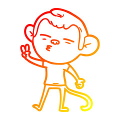 warm gradient line drawing cartoon suspicious monkey
