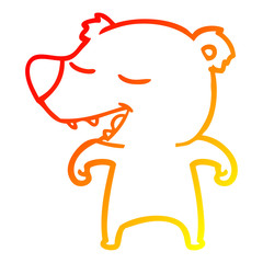 warm gradient line drawing cartoon bear