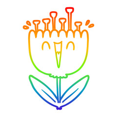 rainbow gradient line drawing cartoon happy flower