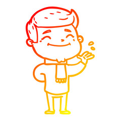 warm gradient line drawing happy cartoon man