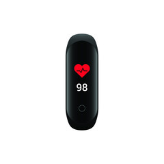 Fitness athletics sport band tracker electronic bracelet gadget watch heart rate monitor pulse icon red white black color vector EPS 10