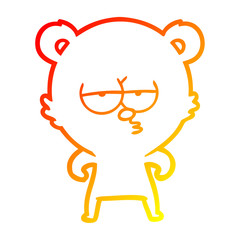 warm gradient line drawing bored polar bear cartoon